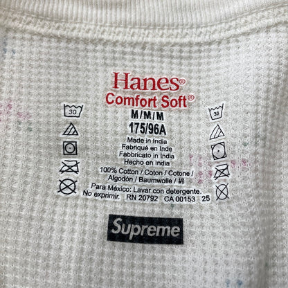 【中古品】【メンズ】 Supreme シュプリーム × HANES ヘインズ 別注コラボ 25AW BONES THERMAL CREW FLORAL ボーンズ サーマル クルー フローラル カットソー 長袖 トップス 149-261016-yo-02-teih サイズ：M カラー：ホワイト 万代Net店
