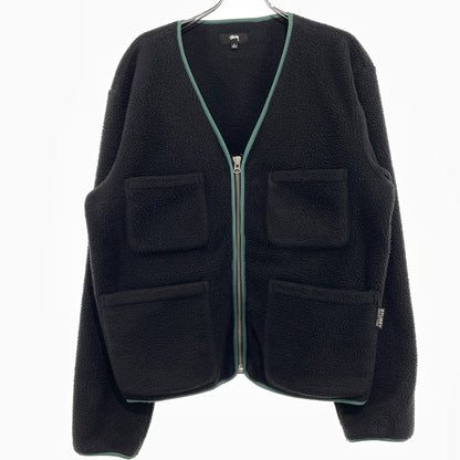 【現状渡し品】【メンズ】 STUSSY ステューシー POLAR FLEECE CARDIGAN 218131 ポーラー フリース カーディガン トップス 142-261015-sa-30-teih サイズ：L カラー：ブラック 万代Net店