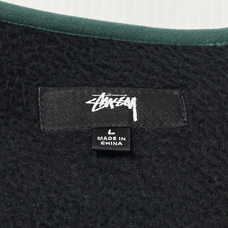 【現状渡し品】【メンズ】 STUSSY ステューシー POLAR FLEECE CARDIGAN 218131 ポーラー フリース カーディガン トップス 142-261015-sa-30-teih サイズ：L カラー：ブラック 万代Net店