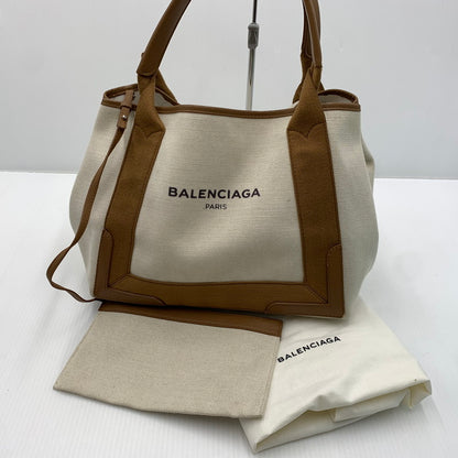 【中古品】【メンズ】 BALENCIAGA バレンシアガ NAVY CABAS S TOTE BAG 339933 9865 H 002123 ネイビー カバス トートバッグ カバン ポーチ付き 180-261023-ko-08-teih カラー：ベージュ 万代Net店