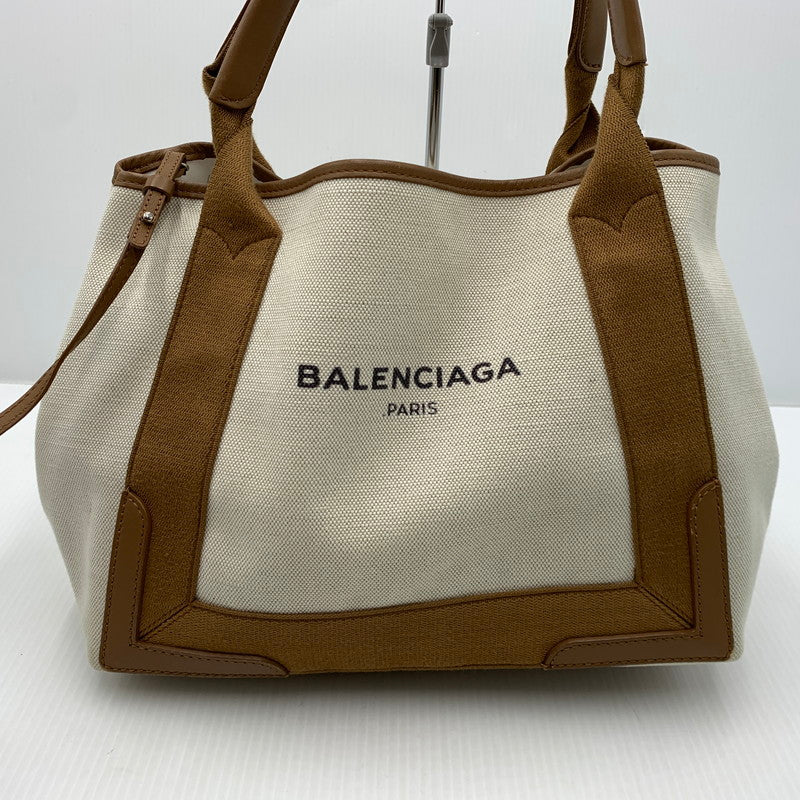 【中古品】【メンズ】 BALENCIAGA バレンシアガ NAVY CABAS S TOTE BAG 339933 9865 H 002123 ネイビー カバス トートバッグ カバン ポーチ付き 180-261023-ko-08-teih カラー：ベージュ 万代Net店