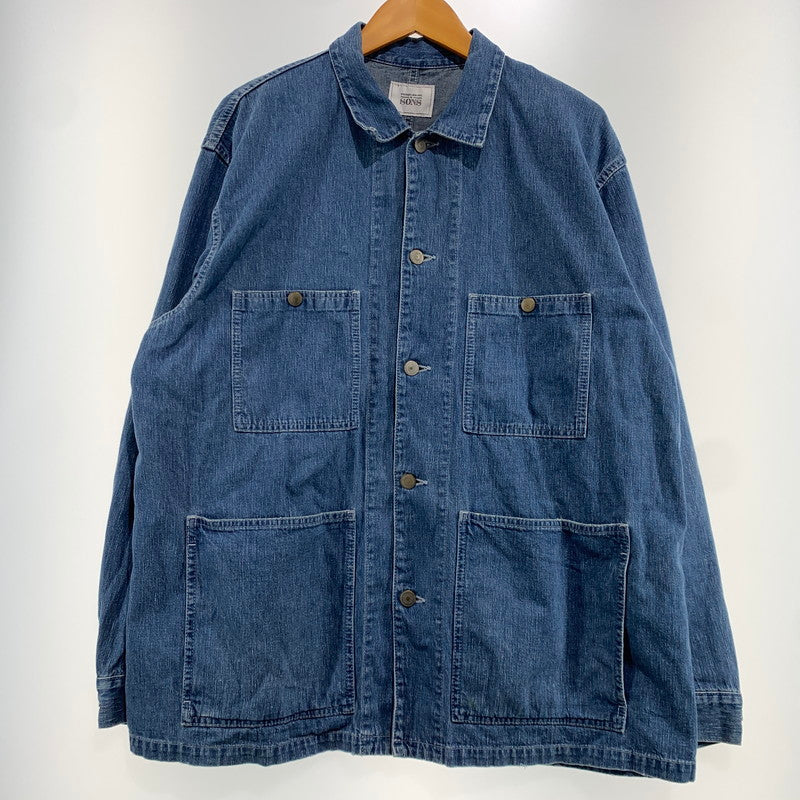 【中古品】【メンズ】 UNITED ARROWS & SONS ユナイテッドアローズ アンド サンズ DENIM COVERALL 5525-299-0888 デニム カバーオール ライトアウター デニムジャケット 147-261020-ko-08-teih サイズ：L カラー：インディゴ 万代Net店