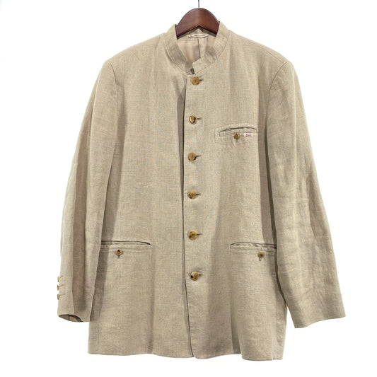 【中古品】【メンズ】 PAPAS パパス LINEN NOCOLLAR JACKET リネン ノーカラー ジャケット アウター 147-261018-sa-11-teih サイズ：S カラー：アイボリー 万代Net店