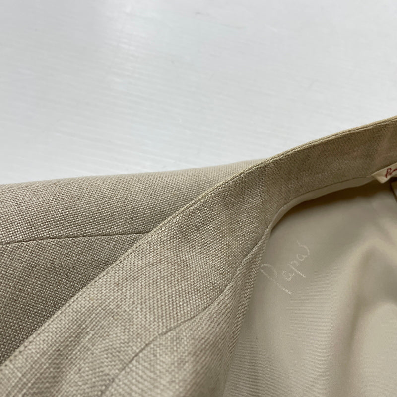 【中古品】【メンズ】 PAPAS パパス LINEN NOCOLLAR JACKET リネン ノーカラー ジャケット アウター 147-261018-sa-11-teih サイズ：S カラー：アイボリー 万代Net店