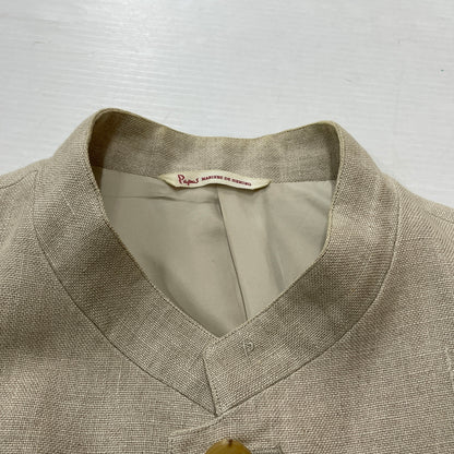 【中古品】【メンズ】 PAPAS パパス LINEN NOCOLLAR JACKET リネン ノーカラー ジャケット アウター 147-261018-sa-11-teih サイズ：S カラー：アイボリー 万代Net店