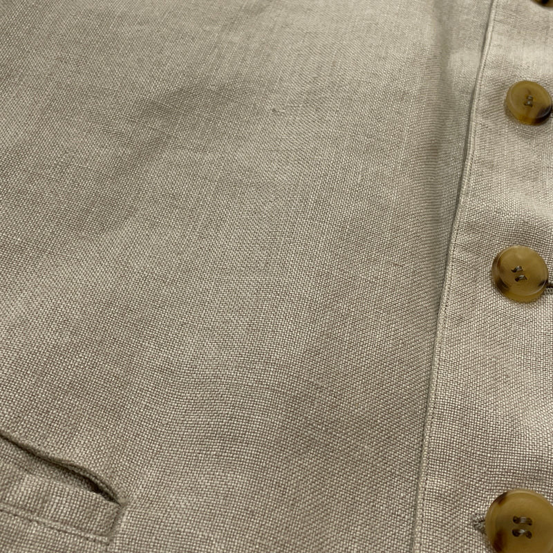【中古品】【メンズ】 PAPAS パパス LINEN NOCOLLAR JACKET リネン ノーカラー ジャケット アウター 147-261018-sa-11-teih サイズ：S カラー：アイボリー 万代Net店