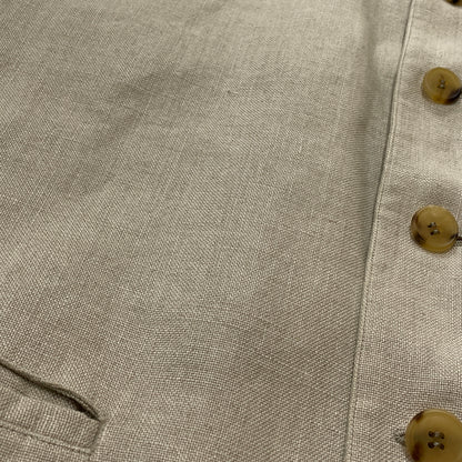 【中古品】【メンズ】 PAPAS パパス LINEN NOCOLLAR JACKET リネン ノーカラー ジャケット アウター 147-261018-sa-11-teih サイズ：S カラー：アイボリー 万代Net店
