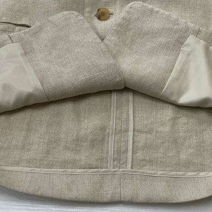 【中古品】【メンズ】 PAPAS パパス LINEN NOCOLLAR JACKET リネン ノーカラー ジャケット アウター 147-261018-sa-11-teih サイズ：S カラー：アイボリー 万代Net店