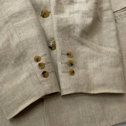 【中古品】【メンズ】 PAPAS パパス LINEN NOCOLLAR JACKET リネン ノーカラー ジャケット アウター 147-261018-sa-11-teih サイズ：S カラー：アイボリー 万代Net店