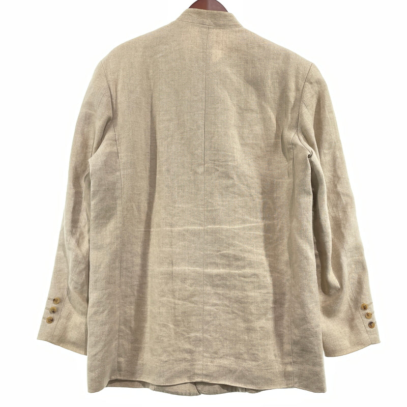 【中古品】【メンズ】 PAPAS パパス LINEN NOCOLLAR JACKET リネン ノーカラー ジャケット アウター 147-261018-sa-11-teih サイズ：S カラー：アイボリー 万代Net店