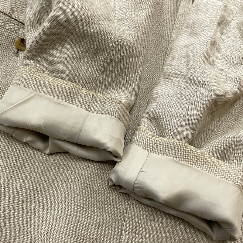 【中古品】【メンズ】 PAPAS パパス LINEN NOCOLLAR JACKET リネン ノーカラー ジャケット アウター 147-261018-sa-11-teih サイズ：S カラー：アイボリー 万代Net店
