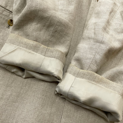 【中古品】【メンズ】 PAPAS パパス LINEN NOCOLLAR JACKET リネン ノーカラー ジャケット アウター 147-261018-sa-11-teih サイズ：S カラー：アイボリー 万代Net店