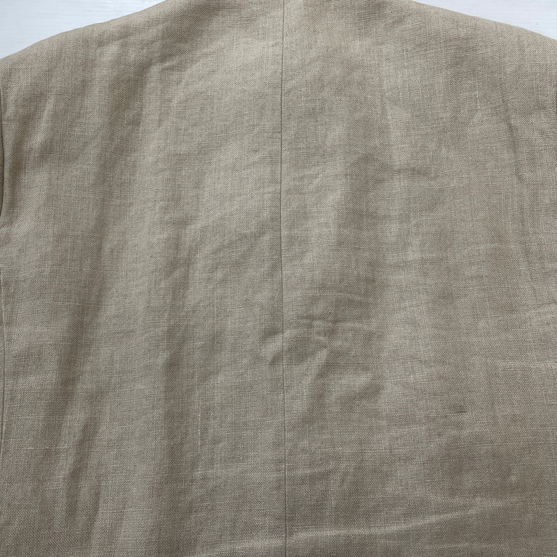 【中古品】【メンズ】 PAPAS パパス LINEN NOCOLLAR JACKET リネン ノーカラー ジャケット アウター 147-261018-sa-11-teih サイズ：S カラー：アイボリー 万代Net店
