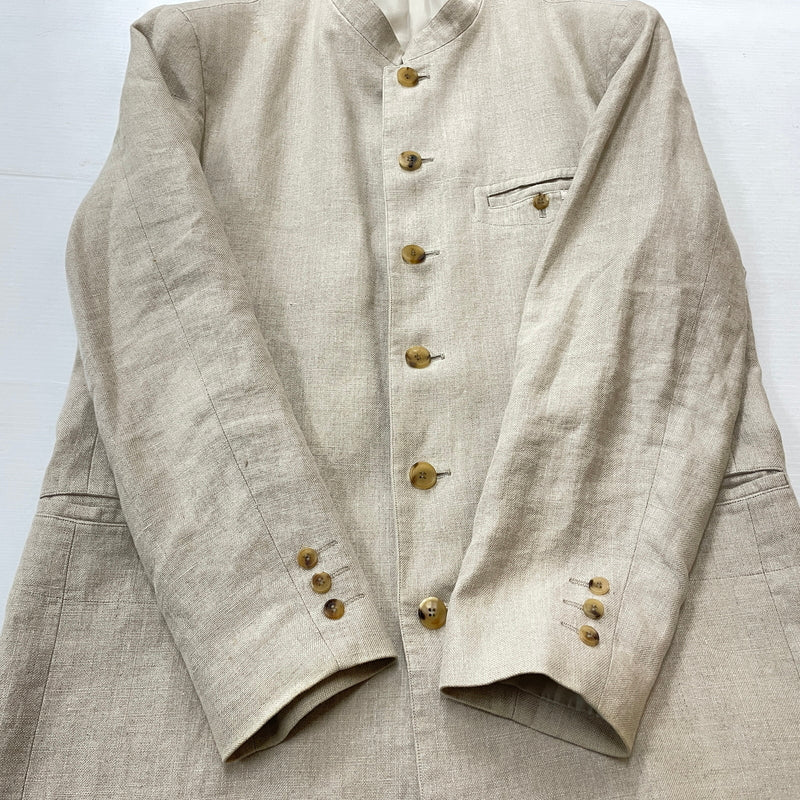 【中古品】【メンズ】 PAPAS パパス LINEN NOCOLLAR JACKET リネン ノーカラー ジャケット アウター 147-261018-sa-11-teih サイズ：S カラー：アイボリー 万代Net店