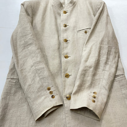 【中古品】【メンズ】 PAPAS パパス LINEN NOCOLLAR JACKET リネン ノーカラー ジャケット アウター 147-261018-sa-11-teih サイズ：S カラー：アイボリー 万代Net店