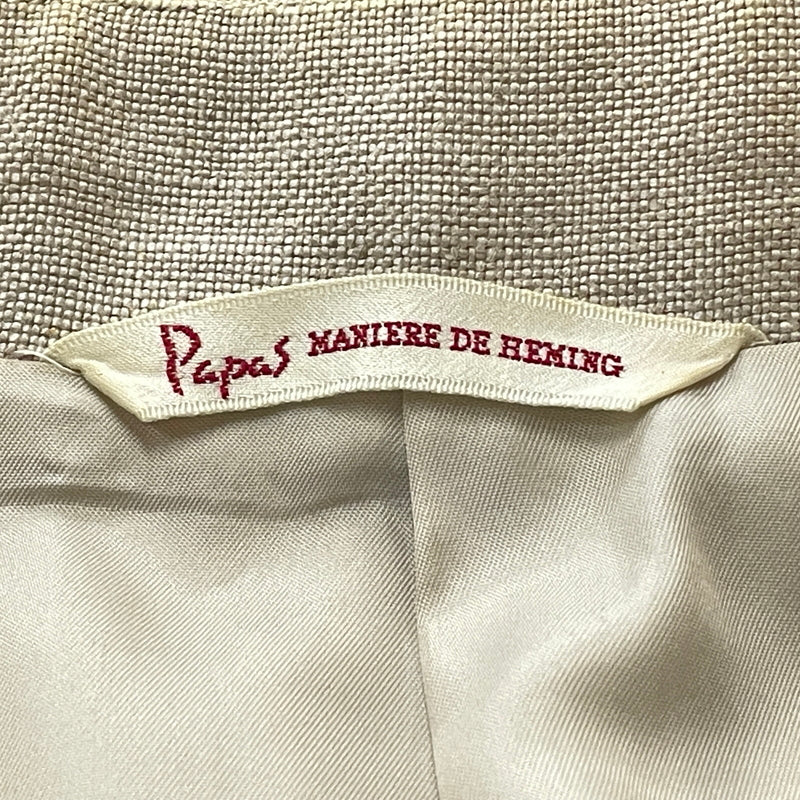 【中古品】【メンズ】 PAPAS パパス LINEN NOCOLLAR JACKET リネン ノーカラー ジャケット アウター 147-261018-sa-11-teih サイズ：S カラー：アイボリー 万代Net店