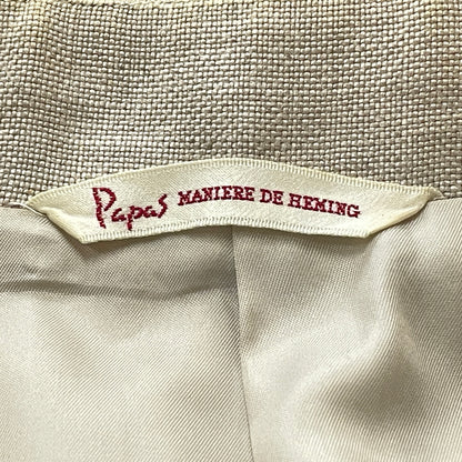 【中古品】【メンズ】 PAPAS パパス LINEN NOCOLLAR JACKET リネン ノーカラー ジャケット アウター 147-261018-sa-11-teih サイズ：S カラー：アイボリー 万代Net店
