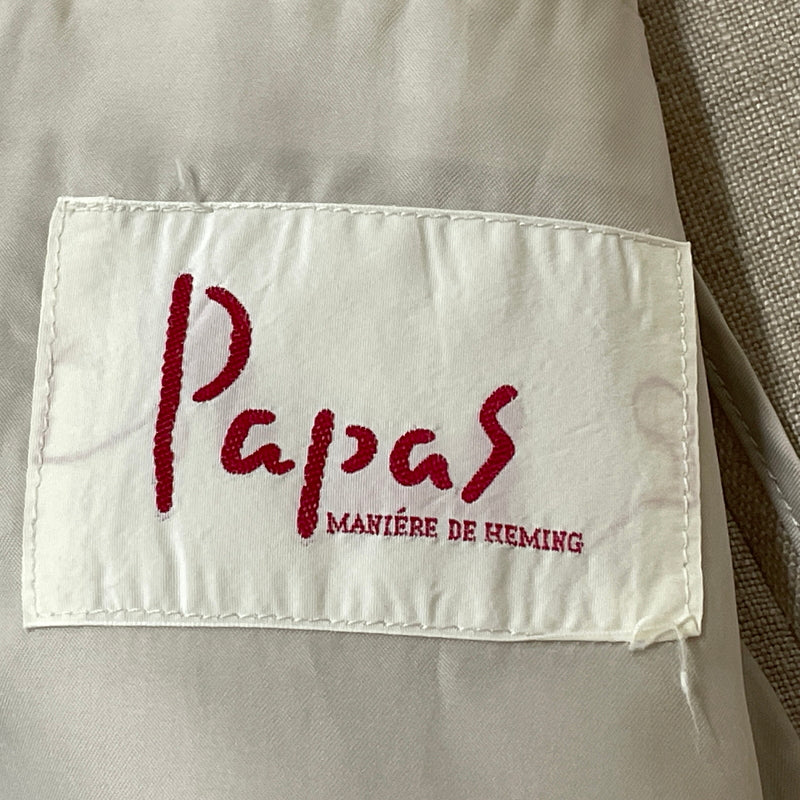 【中古品】【メンズ】 PAPAS パパス LINEN NOCOLLAR JACKET リネン ノーカラー ジャケット アウター 147-261018-sa-11-teih サイズ：S カラー：アイボリー 万代Net店