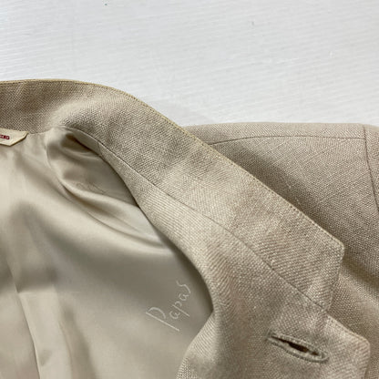 【中古品】【メンズ】 PAPAS パパス LINEN NOCOLLAR JACKET リネン ノーカラー ジャケット アウター 147-261018-sa-11-teih サイズ：S カラー：アイボリー 万代Net店