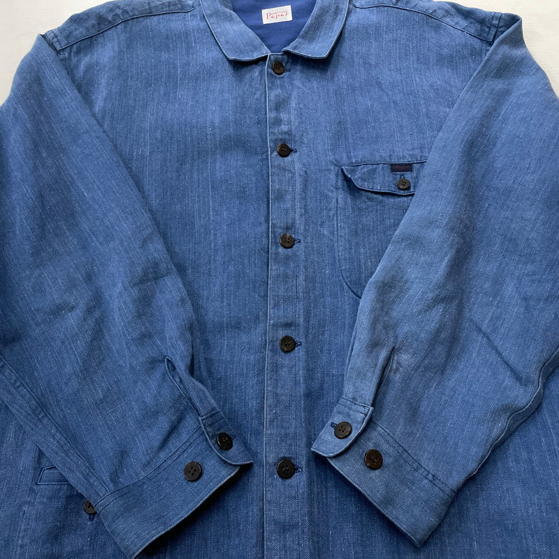 【中古品】【メンズ】 PAPAS パパス LINEN COVERALL リネン カバーオール アウター 147-261018-sa-10-teih サイズ：L カラー：ブルー 万代Net店