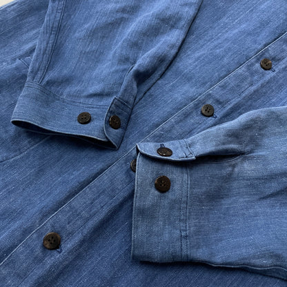 【中古品】【メンズ】 PAPAS パパス LINEN COVERALL リネン カバーオール アウター 147-261018-sa-10-teih サイズ：L カラー：ブルー 万代Net店