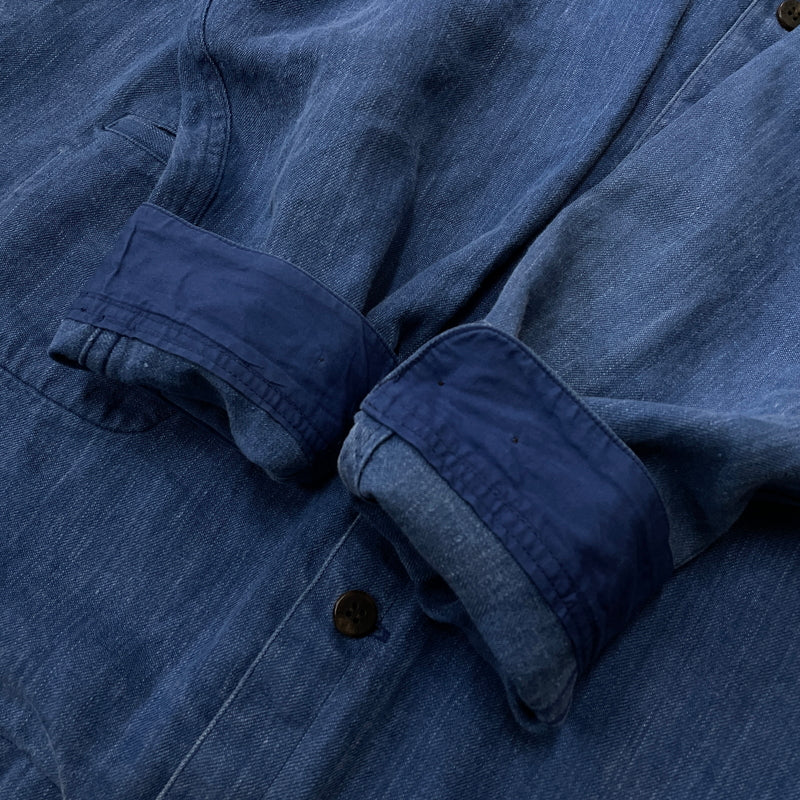 【中古品】【メンズ】 PAPAS パパス LINEN COVERALL リネン カバーオール アウター 147-261018-sa-10-teih サイズ：L カラー：ブルー 万代Net店