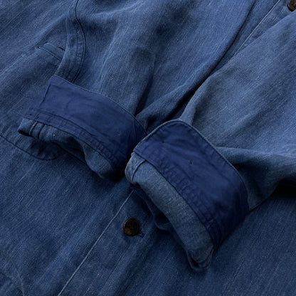 【中古品】【メンズ】 PAPAS パパス LINEN COVERALL リネン カバーオール アウター 147-261018-sa-10-teih サイズ：L カラー：ブルー 万代Net店
