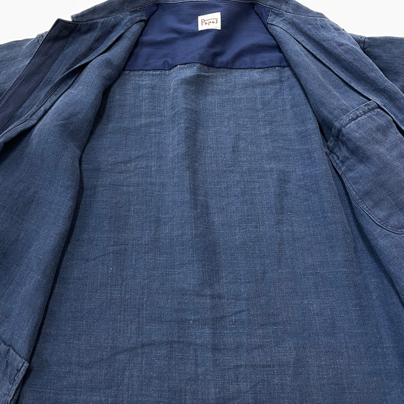 【中古品】【メンズ】 PAPAS パパス LINEN COVERALL リネン カバーオール アウター 147-261018-sa-10-teih サイズ：L カラー：ブルー 万代Net店