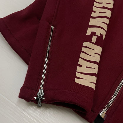【中古品】【メンズ】 THE BRAVE MAN ザ ブレイブマン × LOONEY TUNES ルーニー テューンズ 別注コラボ WILE E. COYOTE RIDERS JACKET ワイリー コヨーテ ボンディング ライダース ジャケット アウター 145-261018-sa-06-teih サイズ：XL カラー：ワインレッド 万代Net店