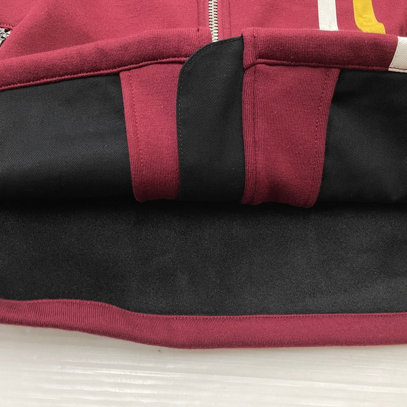 【中古品】【メンズ】 THE BRAVE MAN ザ ブレイブマン × LOONEY TUNES ルーニー テューンズ 別注コラボ WILE E. COYOTE RIDERS JACKET ワイリー コヨーテ ボンディング ライダース ジャケット アウター 145-261018-sa-06-teih サイズ：XL カラー：ワインレッド 万代Net店