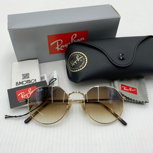 【中古品】【メンズ】 RAY-BAN レイバン JACK SUNGLASSES RB3565 ジャック サングラス アイウェア メガネ 203-261023-ko-14-teih サイズ：53□20-145 カラー：ポリッシュ アリスタゴールド 万代Net店