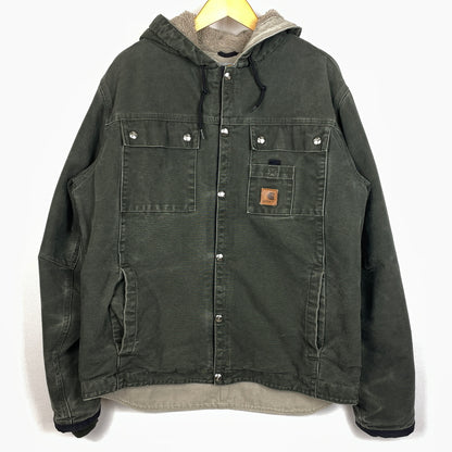 【現状渡し品】【メンズ】 CARHARTT カーハート SANDSTONE MULTI-POCKET BOA-LINED JACKET 145 J285 サンドストーン マルチポケット ボアラインド ジャケット アウター 145-261018-sa-04-teih サイズ：M カラー：グリーン系 万代Net店