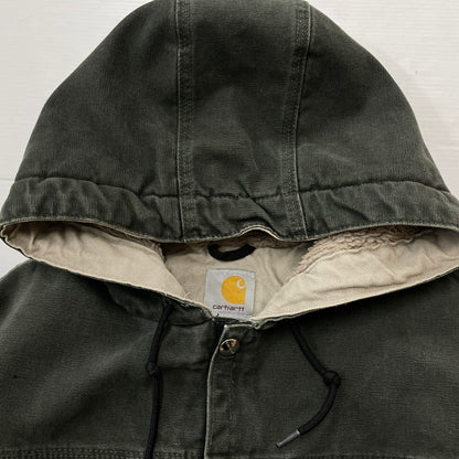 【現状渡し品】【メンズ】 CARHARTT カーハート SANDSTONE MULTI-POCKET BOA-LINED JACKET 145 J285 サンドストーン マルチポケット ボアラインド ジャケット アウター 145-261018-sa-04-teih サイズ：M カラー：グリーン系 万代Net店