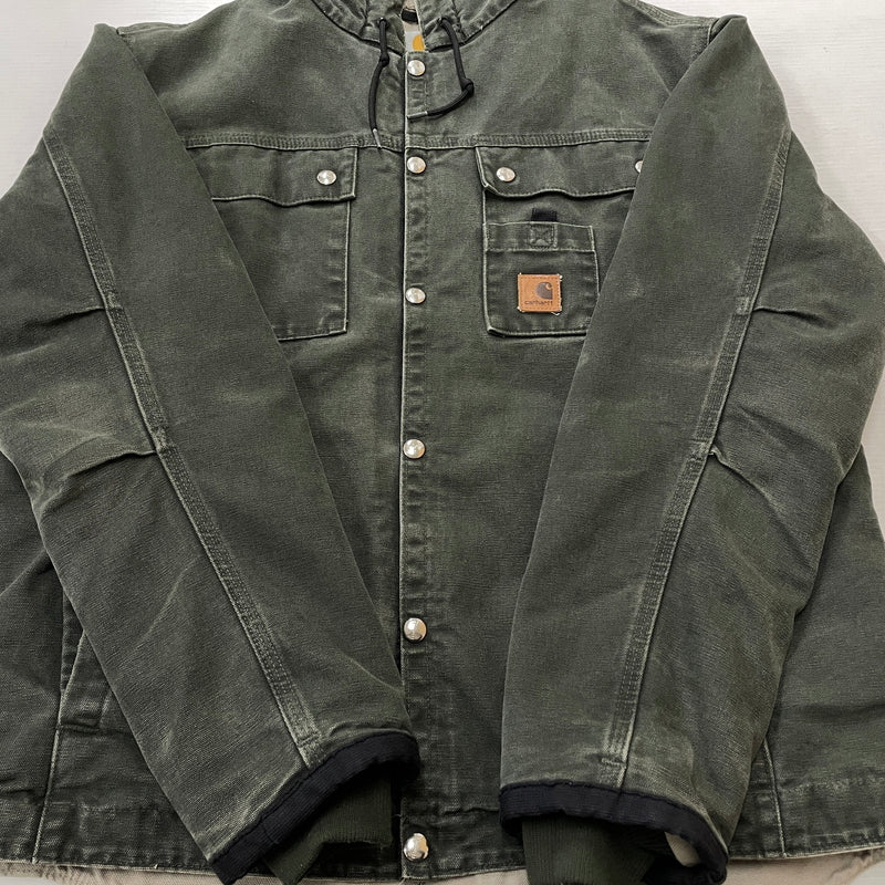 【現状渡し品】【メンズ】 CARHARTT カーハート SANDSTONE MULTI-POCKET BOA-LINED JACKET 145 J285 サンドストーン マルチポケット ボアラインド ジャケット アウター 145-261018-sa-04-teih サイズ：M カラー：グリーン系 万代Net店