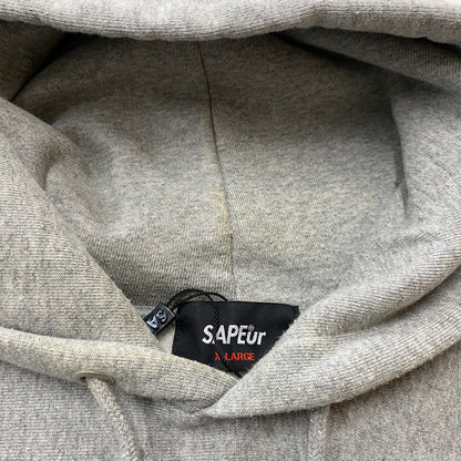 【中古品】【メンズ】 SAPEUR サプール × HAMADA ハマダ 別注コラボ LOGO HOODIE ロゴ フーディ 長袖 トップス プルーオーバーパーカー 142-261019-sa-05-teih サイズ：XL カラー：グレー 万代Net店
