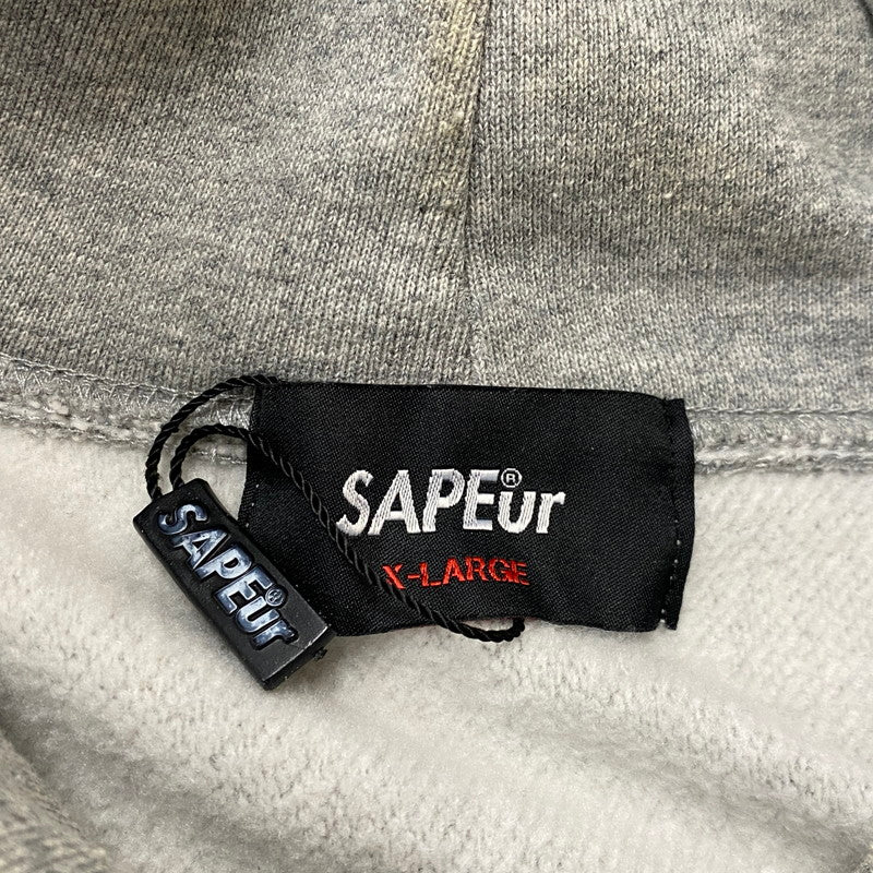 【中古品】【メンズ】 SAPEUR サプール × HAMADA ハマダ 別注コラボ LOGO HOODIE ロゴ フーディ 長袖 トップス プルーオーバーパーカー 142-261019-sa-05-teih サイズ：XL カラー：グレー 万代Net店