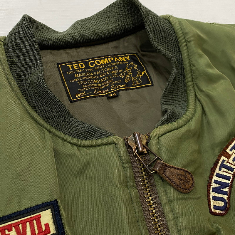 【現状渡し品】【メンズ】 TED COMPANY テッド カンパニー TED MAN MA-1 FLIGHT JACKET テッドマン エムエーワン フライト ジャケット アウター 145-261019-sa-04-teih サイズ：44 カラー：カーキ 万代Net店