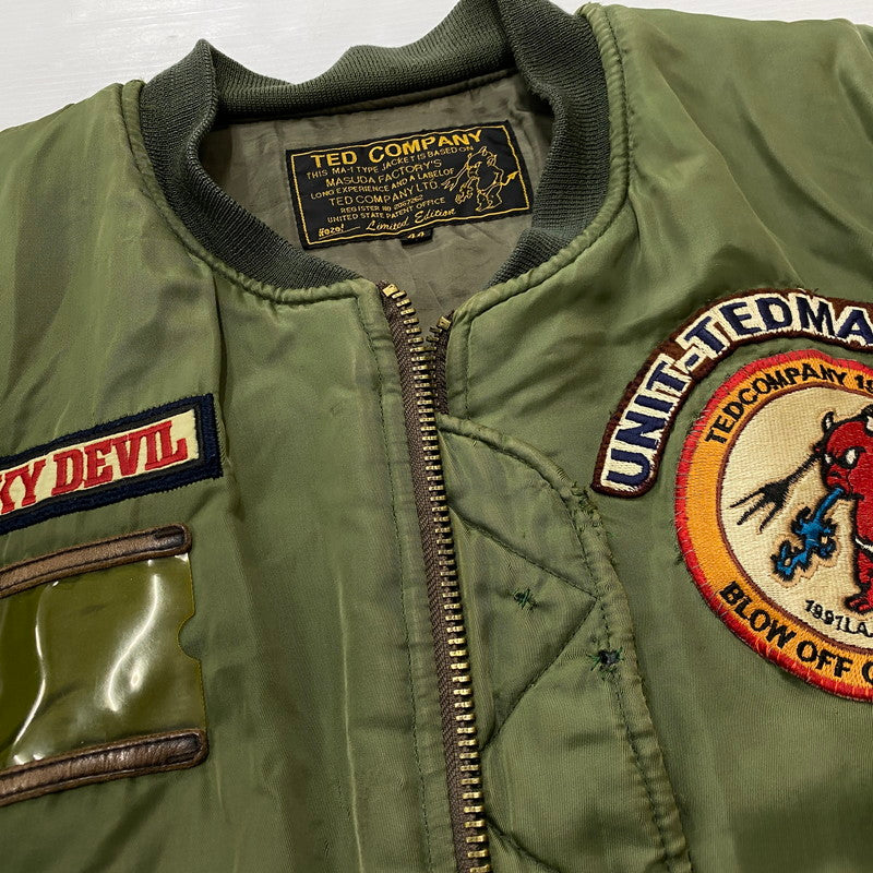 【現状渡し品】【メンズ】 TED COMPANY テッド カンパニー TED MAN MA-1 FLIGHT JACKET テッドマン エムエーワン フライト ジャケット アウター 145-261019-sa-04-teih サイズ：44 カラー：カーキ 万代Net店