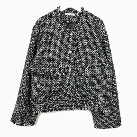 【中古品】【レディース】 BEAUTY＆YOUTH ビューティーアンドユース TWEED FRINGE JACKET ツイード フリンジ ジャケット アウター 170-261021-sa-13-teih サイズ：S カラー：ブラック 万代Net店