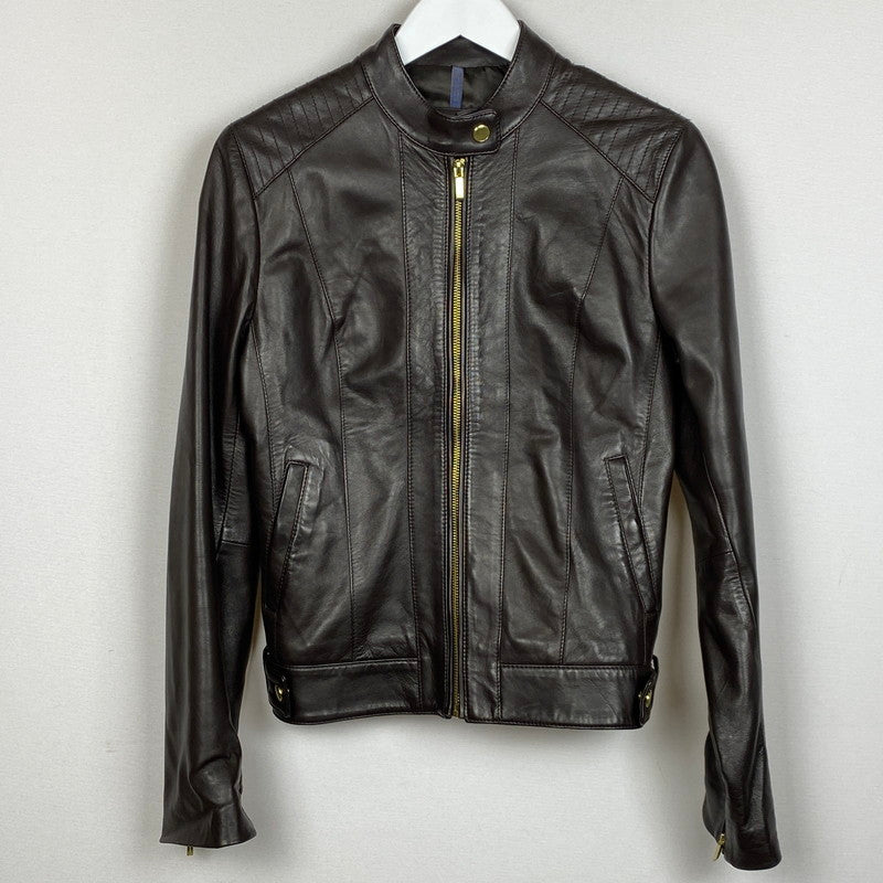 【中古品】【レディース】 COLEHAAN コールハーン RAM LEATHER RIDERSJACKET 356Z185 ラム レザー ライダースジャケット アウター 170-261019-sa-02-teih サイズ：S カラー：ブラウン 万代Net店