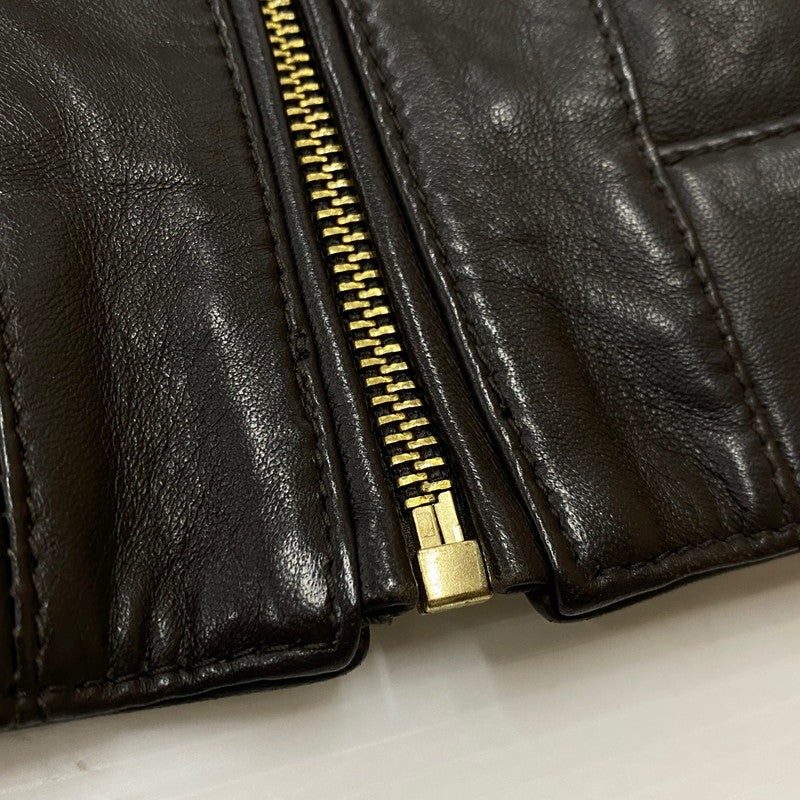 【中古品】【レディース】 COLEHAAN コールハーン RAM LEATHER RIDERSJACKET 356Z185 ラム レザー ライダースジャケット アウター 170-261019-sa-02-teih サイズ：S カラー：ブラウン 万代Net店