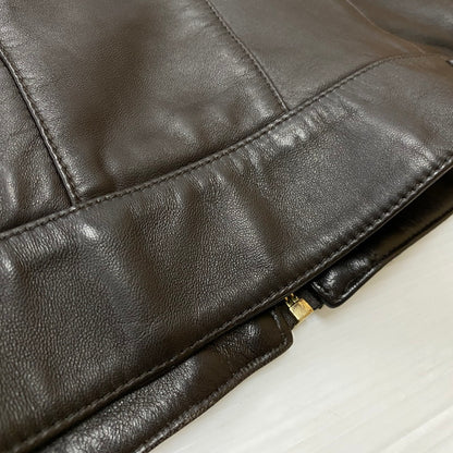 【中古品】【レディース】 COLEHAAN コールハーン RAM LEATHER RIDERSJACKET 356Z185 ラム レザー ライダースジャケット アウター 170-261019-sa-02-teih サイズ：S カラー：ブラウン 万代Net店
