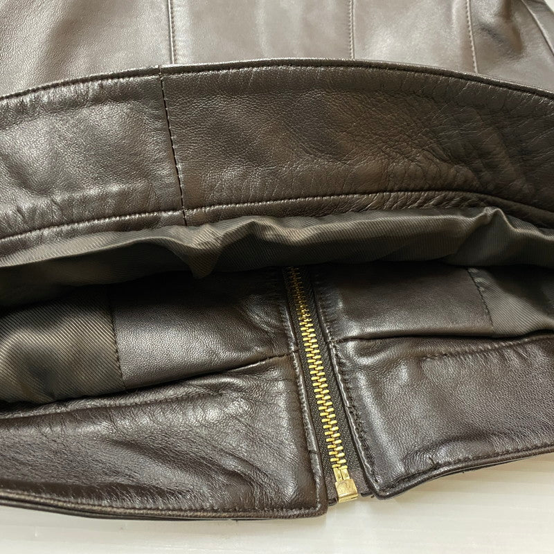 【中古品】【レディース】 COLEHAAN コールハーン RAM LEATHER RIDERSJACKET 356Z185 ラム レザー ライダースジャケット アウター 170-261019-sa-02-teih サイズ：S カラー：ブラウン 万代Net店