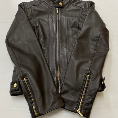 【中古品】【レディース】 COLEHAAN コールハーン RAM LEATHER RIDERSJACKET 356Z185 ラム レザー ライダースジャケット アウター 170-261019-sa-02-teih サイズ：S カラー：ブラウン 万代Net店