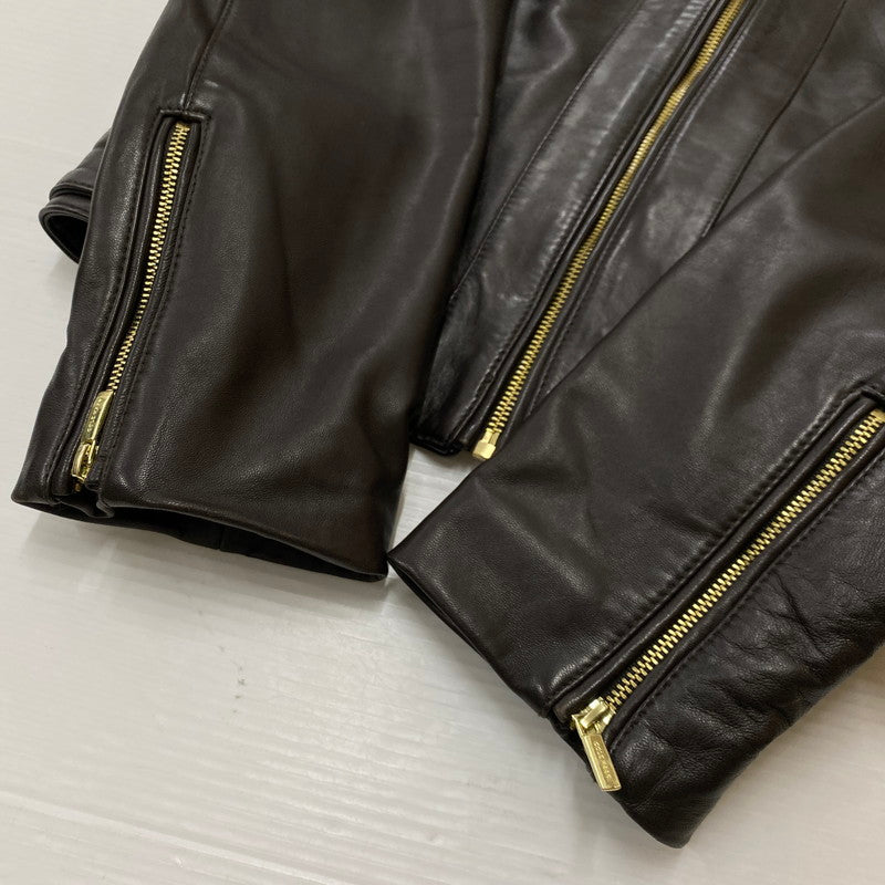 【中古品】【レディース】 COLEHAAN コールハーン RAM LEATHER RIDERSJACKET 356Z185 ラム レザー ライダースジャケット アウター 170-261019-sa-02-teih サイズ：S カラー：ブラウン 万代Net店