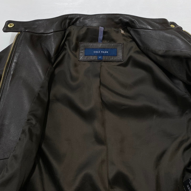 【中古品】【レディース】 COLEHAAN コールハーン RAM LEATHER RIDERSJACKET 356Z185 ラム レザー ライダースジャケット アウター 170-261019-sa-02-teih サイズ：S カラー：ブラウン 万代Net店