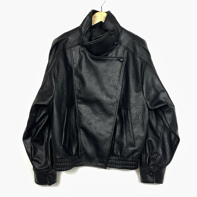 【中古品】【メンズ】 ZARA ザラ ECO LEATHER JACKET エコ レザー ジャケット アウター 147-261021-sa-03-teih サイズ：M カラー：ブラック 万代Net店