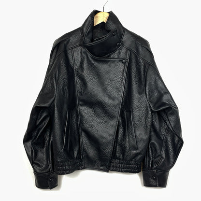 【中古品】【メンズ】 ZARA ザラ ECO LEATHER JACKET エコ レザー ジャケット アウター 147-261021-sa-03-teih サイズ：M カラー：ブラック 万代Net店