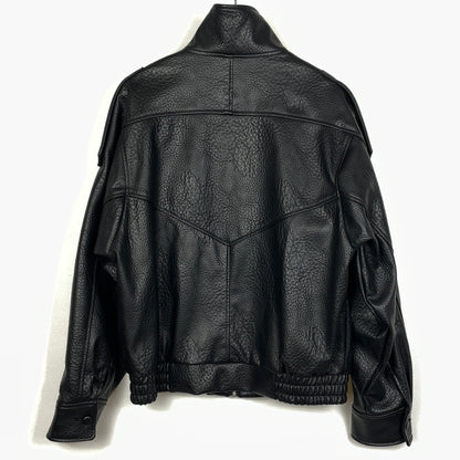 【中古品】【メンズ】 ZARA ザラ ECO LEATHER JACKET エコ レザー ジャケット アウター 147-261021-sa-03-teih サイズ：M カラー：ブラック 万代Net店