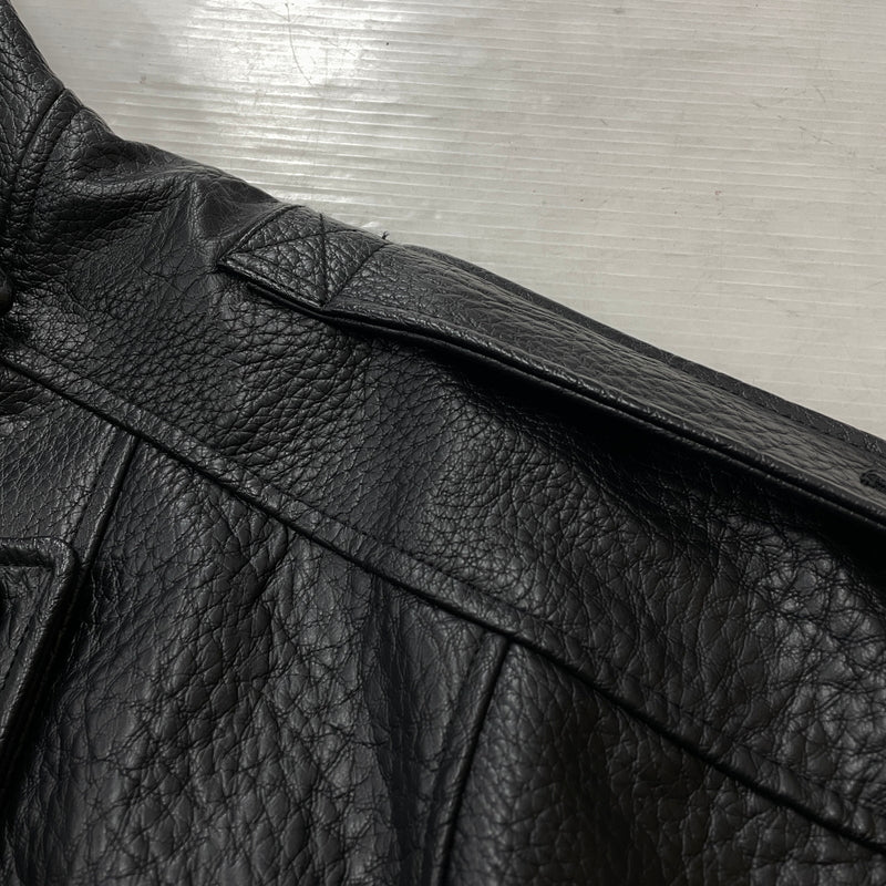 【中古品】【メンズ】 ZARA ザラ ECO LEATHER JACKET エコ レザー ジャケット アウター 147-261021-sa-03-teih サイズ：M カラー：ブラック 万代Net店